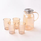 Urbane Home Borrosilicate Jugs and Glasses Set|JDA018-AMB|Pack of 5